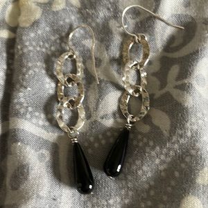 Silpada Sterling Silver with black onyx cylinder drop earrings.
